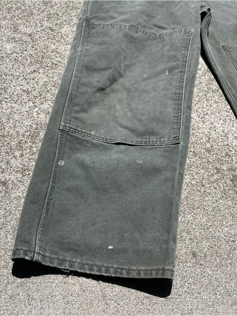 VTG Carhartt R06 MOS Canvas Bib Overalls 40x30 Double Knee Green Union Made USA - Picture 7 of 16